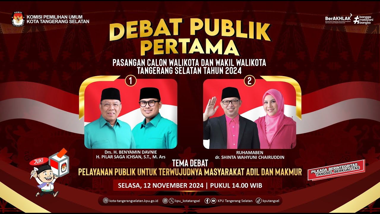 DEBAT PUBLIK PERTAMA PASANGAN CALON WALIKOTA DAN WAKIL WALIKOTA TANGERANG SELATAN TAHUN 2024