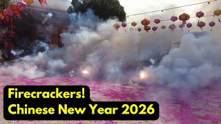 Firecrackers At Teen How Temple - Chinese New Year 2026 - Houston, Tx - Vtt Lion Dance Team
