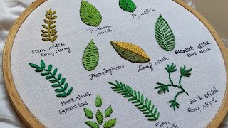 Hand Embroidery  Basics for Beginners - 10 Different Leaves Ideas