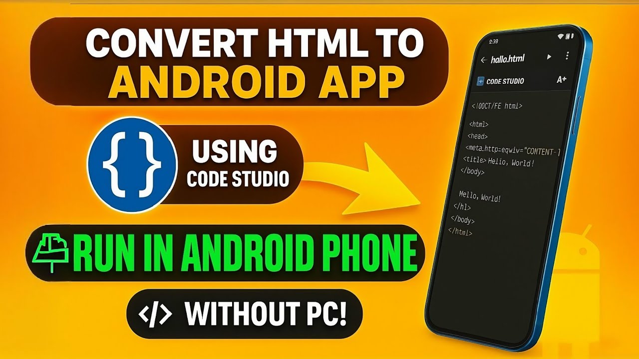 Make Html to App Using Code Studio in Android Mobile - YouTube