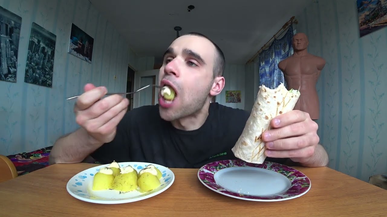 МУКБАНГ АСМР ШАУРМА / КАРТОШКА с МАЙОНЕЗОМ / УЖИН / EATING ASMR Mukbang / Mukbang eating show / ASMR