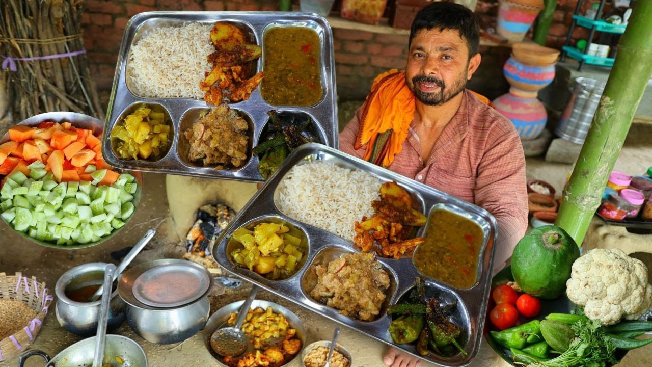 मेरे गांव के तरीके से बनाएं मेहमानों के लिए वेज थली जब मेहमान आते हैं तो खाने में क्या-क्या बनता है