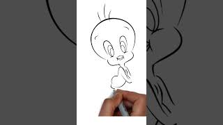 tweety bird line art drawing  #speedart #shorts #youtubeshorts