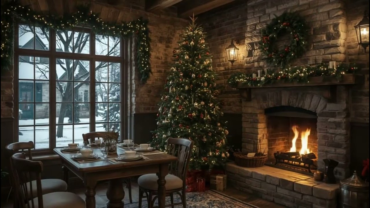 Winter Jazz Romance Music ❄️ Relaxing Jazz & Crackles Fireplace Sound for Relax & Work
