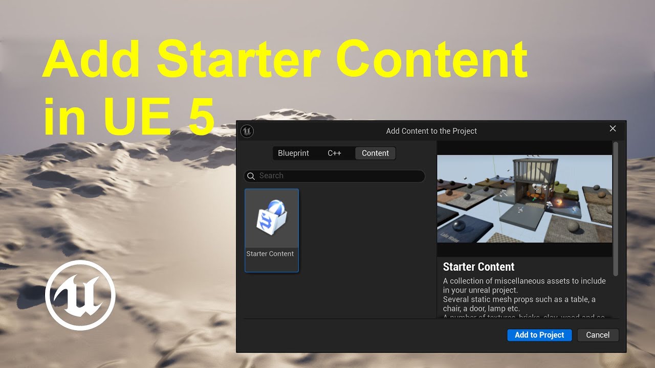 How to add Starter Content in Unreal Engine 5 - YouTube