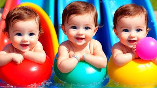 Swimming Pool with Babies, Colorful Balls and Toys - Fun Ai Animation video for Children