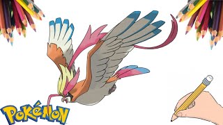 COMO DESENHAR E COLORIR O POKÉMON MEGA PIDGEOT | HOW TO DRAW AND COLOR POKÉMON MEGA PIDGEOT