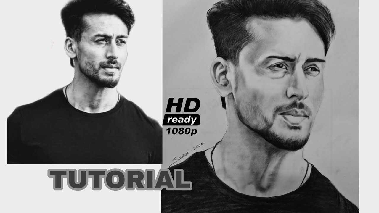 How to draw Tiger shroff ll step by step ll shading tutorial - YouTube