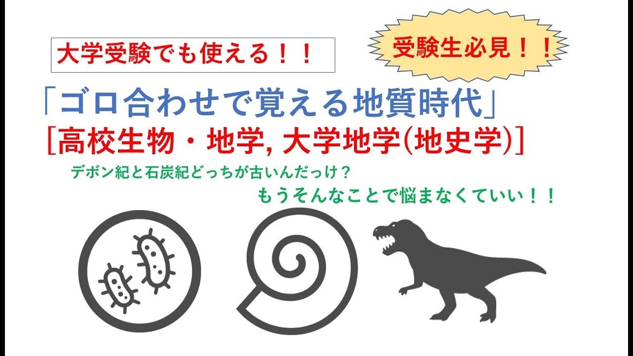 ゴロ合わせで覚える地質時代 高校生物 地学 大学地球科学 地史学 Youtube