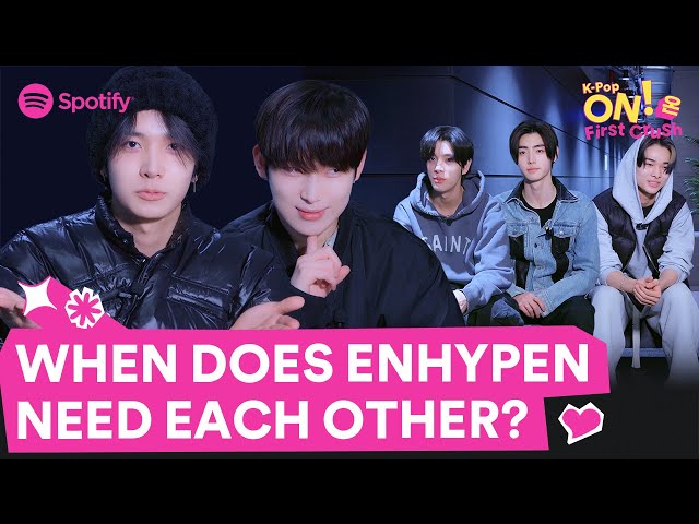 (CC) Behind the scenes of ENHYPEN’s “I NEED U” cover | K-Pop ON! First Crush class=