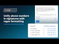 Unify phone numbers in email signatures using regular expressions