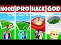 Minecraft: FAMILY FOOTBALL STADIUM BUILD CHALLENGE - NOOB vs PRO vs HACKER vs GOD in Minecraft