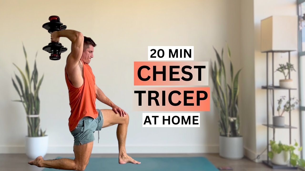 Chest and Tricep Workout at Home with Dumbbells, 20 min upper body ...