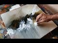 Abstract painting / Using plastic wrap, cloth and palette knife / Acrylics / Demonstration