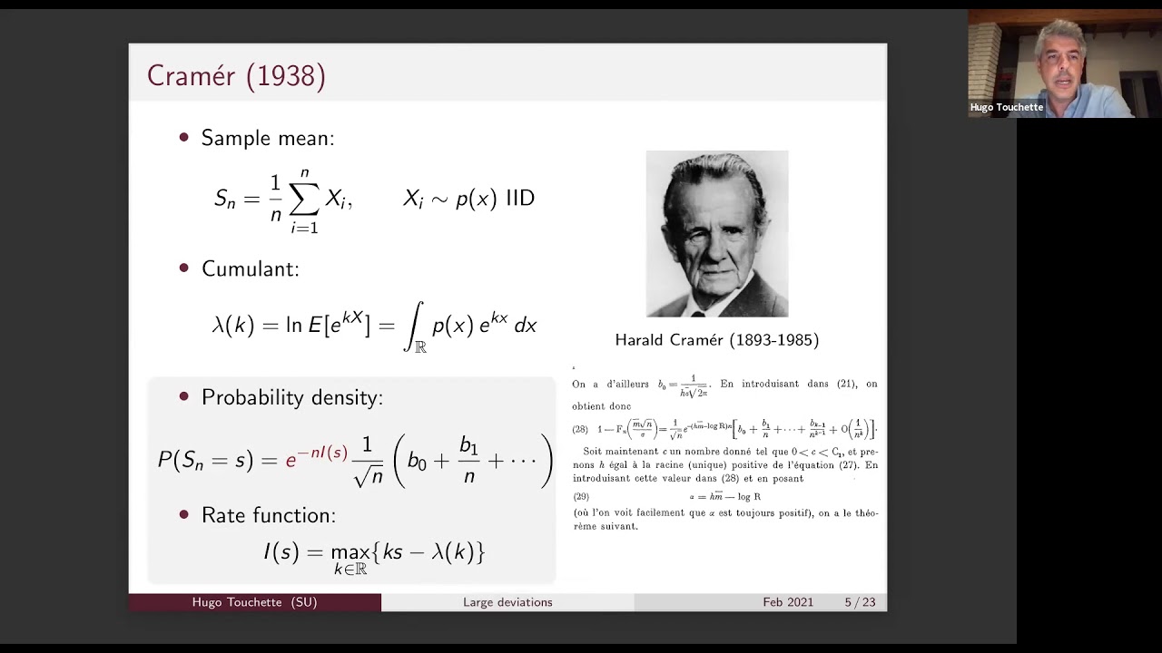 Large deviation theory: From physics to mathematics and back (Hugo Touchette)