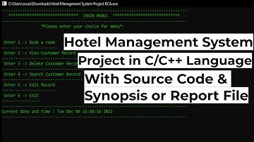 Hotel Management System Project In C++ | Project In C++ | With Source Code & Synopsis
