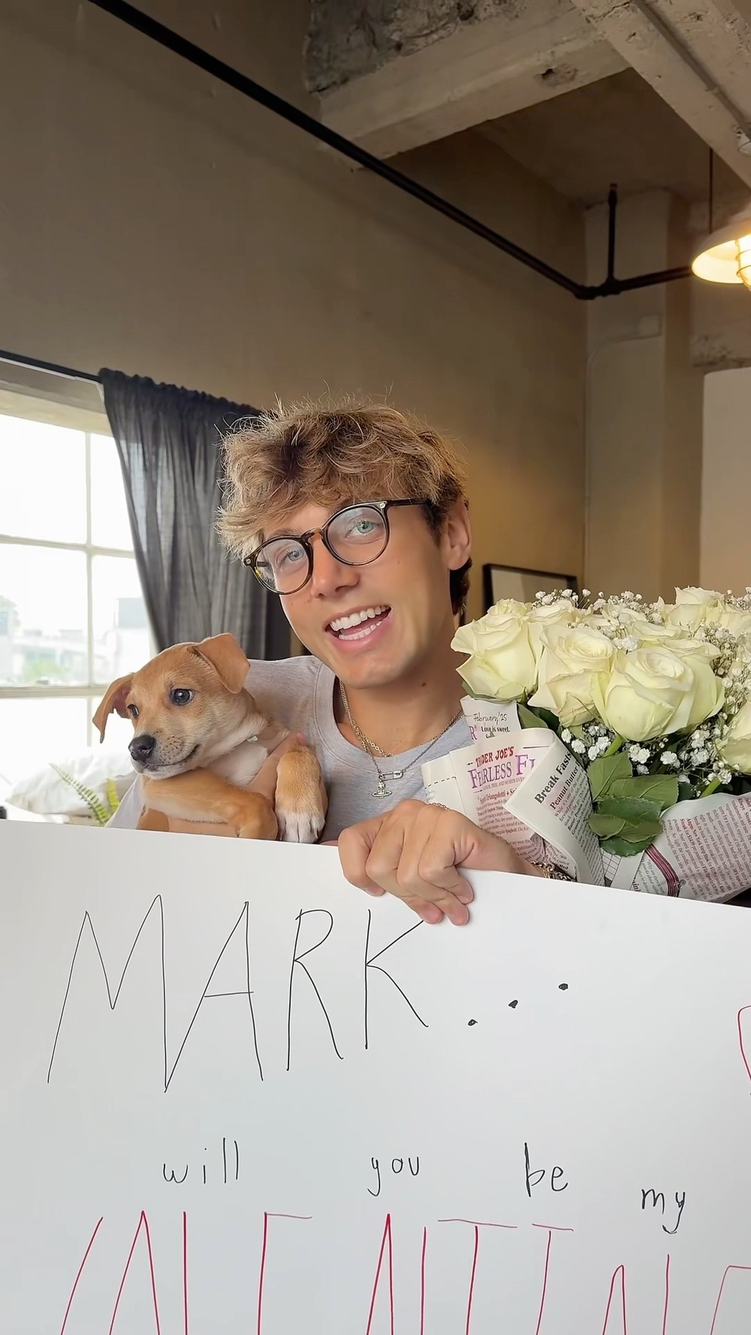 surprising my boyfriend with a puppy for valentine’s day ? #sheadurazzo ​⁠@markaoki #puppy #vday