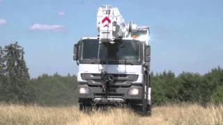 Liebherr truck mounted telescopic crane on Mercedes Actros 8x8 chassis