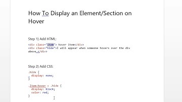 How to display an element/section on hover