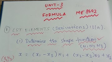 ANNA UNIVERSITY │ FEA│UNIT 3│ FINITE ELEMENT ANALYSIS│REG 2017 │ME8692│UNIT 3 FORMULA NOTES│TAMIL