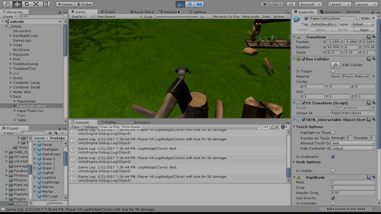 Potioneer VR Dev Vlog 2 Chopping Wood + Killing Trees YouTube