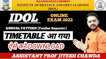Idol Timetable online Exam 2022|Fresher & Repeater||Annual pattern|MU IDOL Annual Exam timetable|