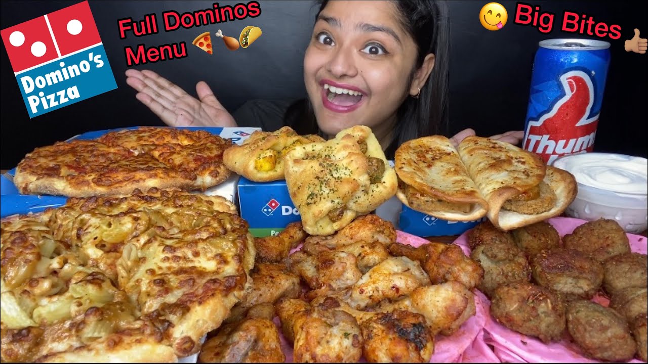 FULL DOMINOS MENU EATING! 🍕 CHEESE BUST PIZZA, MEAT BALLS, CHICKEN