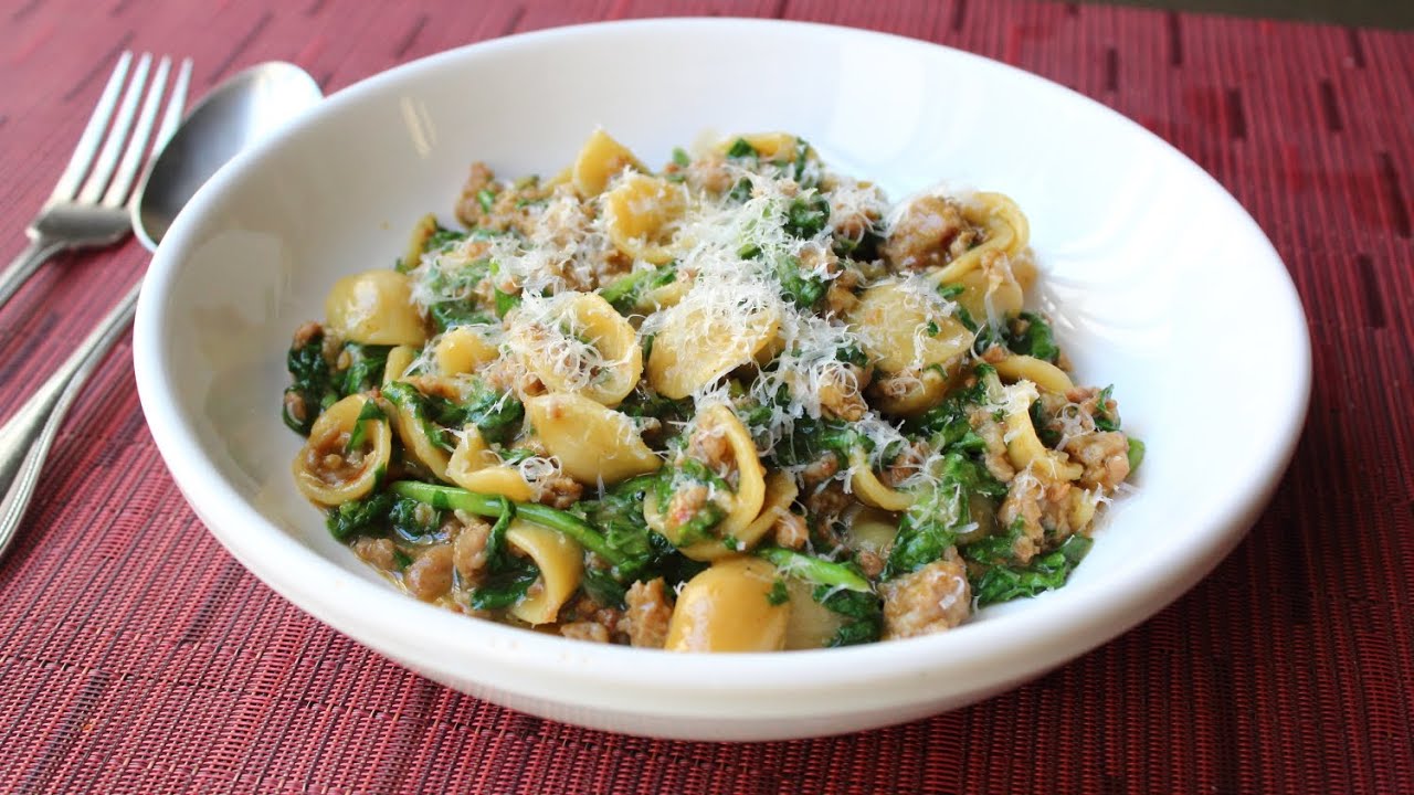 “One Pan” Orecchiette Pasta with Sausage and Arugula - How to Cook Pasta & Sauce in One Pan | Food Wishes