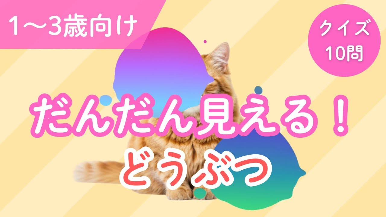 【1〜3歳向け】だんだん見えるクイズ 全10問｜動物クイズ