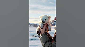 Adorable Baby Polar Bear Cub First Close-Up! 🐻❄️ | Heartwarming Wildlife Moment #cute #animals
