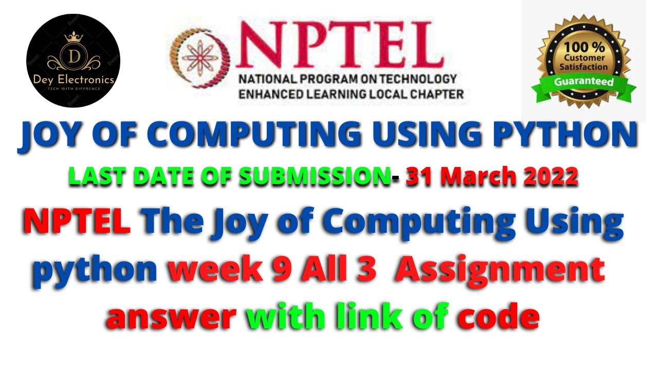 NPTEL The Joy of Computing using python week 9 all 3 programming ...