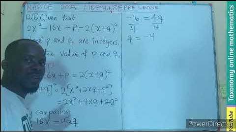2024 WASSCE General Mathematics | Paper 2 Que.12(b) on Quadratic Equations | Liberia & Sierra Leone