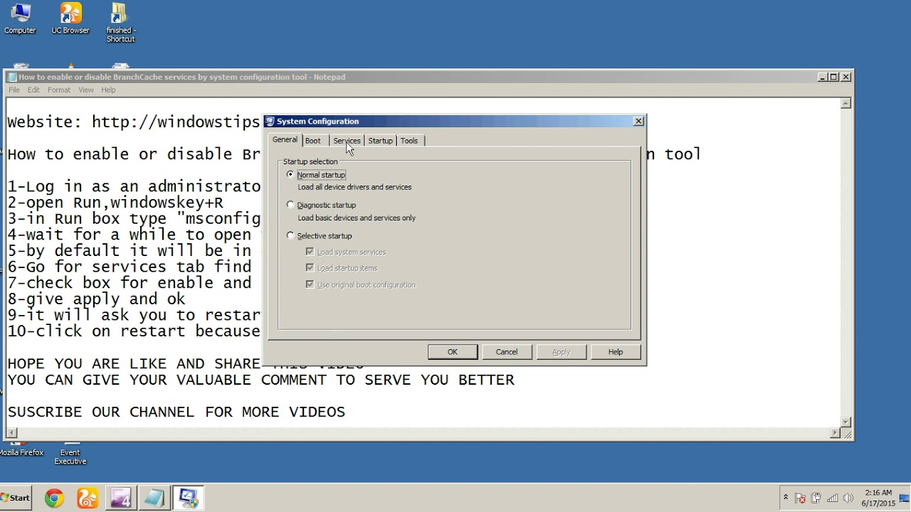 How to enable or disable BranchCache services by system configuration ...