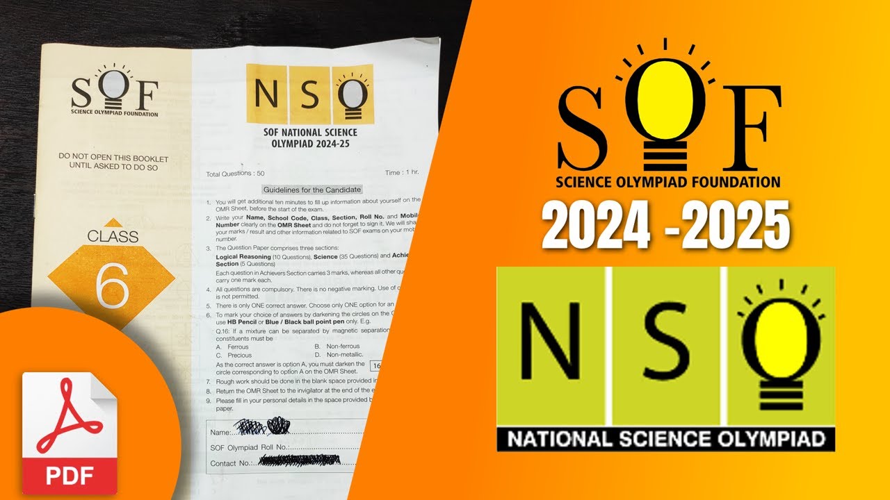 National Science Olympiad 2024 Class 6 | SOF NSO 2024 | NSO MCQ ...