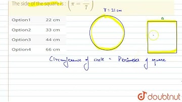 A wire is in the shape of a circle of radius 21 cm. It is bent to form a square. The side of the...