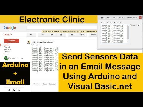 how to send Sensor Data using email,  Arduino IOT, Temperature and Humidity values via email, vb net
