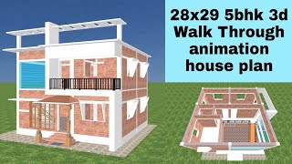 28x29 5bhk double storey 3d house plan part - 2 | small house design ideas | 28x29 ghar ka naksha