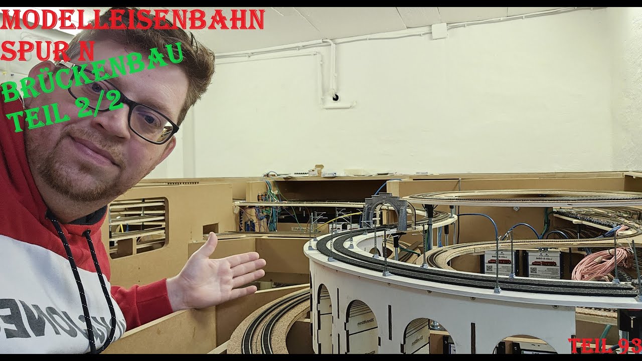 Modelleisenbahn Spur N Brückenbau LaserCut Rohbau ist eingebaut Viadukt ...