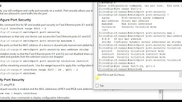 Packet Tracer 11.1.10 - Implement Port Security