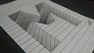 Draw a letter ' M ' hole on line with 3D (2019)