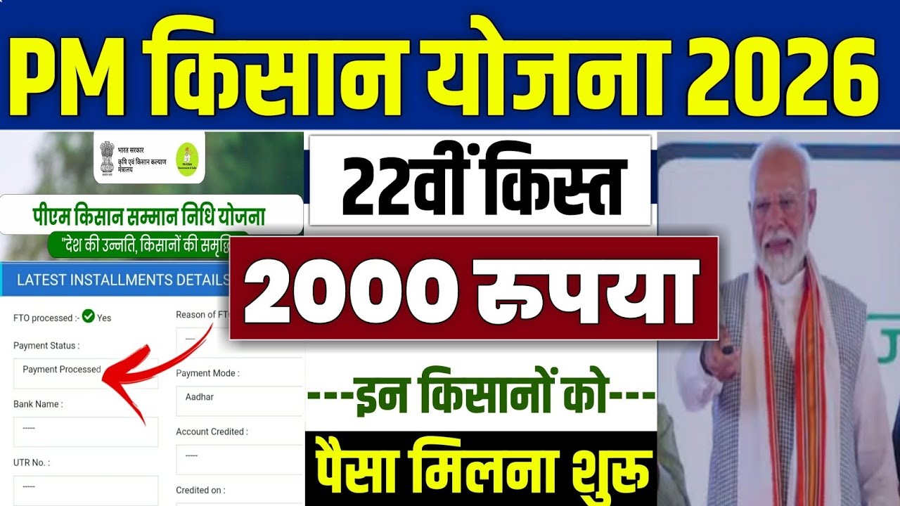 👳pm kisan 22th installment date 2026 | pm kisan 22 kist kab aayegi | pm kisan ka 2000 kab milega 