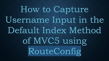 How to Capture Username Input in the Default Index Method of MVC5 using RouteConfig