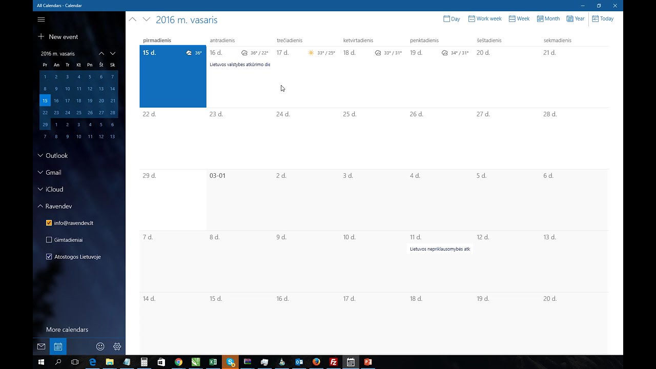 Windows 10 calendar app show week numbers YouTube