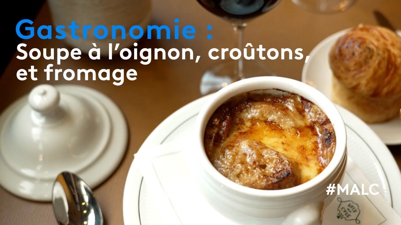 Gastronomie : soupe à l'oignon, fromage et croûtons