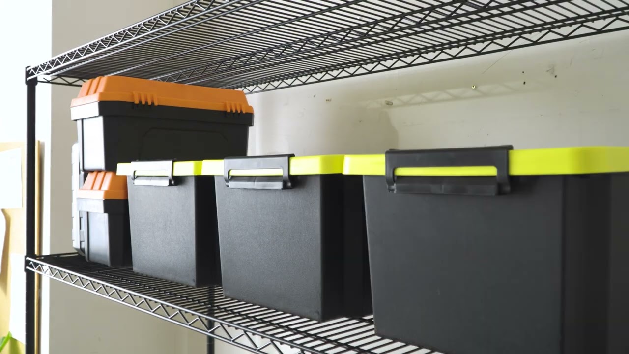 Reibii 60" W × 24" D Wire Storage Shelves, Rolling heavy duty shelves, Adjustable Metal Shelves Load 2878 lbs,Storage Shelves for Garage Closet Pantry Basement