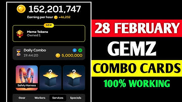 Gemz daily combo today 28-29 February | gemz daily combo card | today Combo gemz
