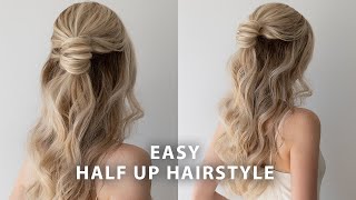 Easy Half Up Half Down Hair Tutorial 💗 Prom, Bridal, Wedding Hairstyle for Medium - Long Hair