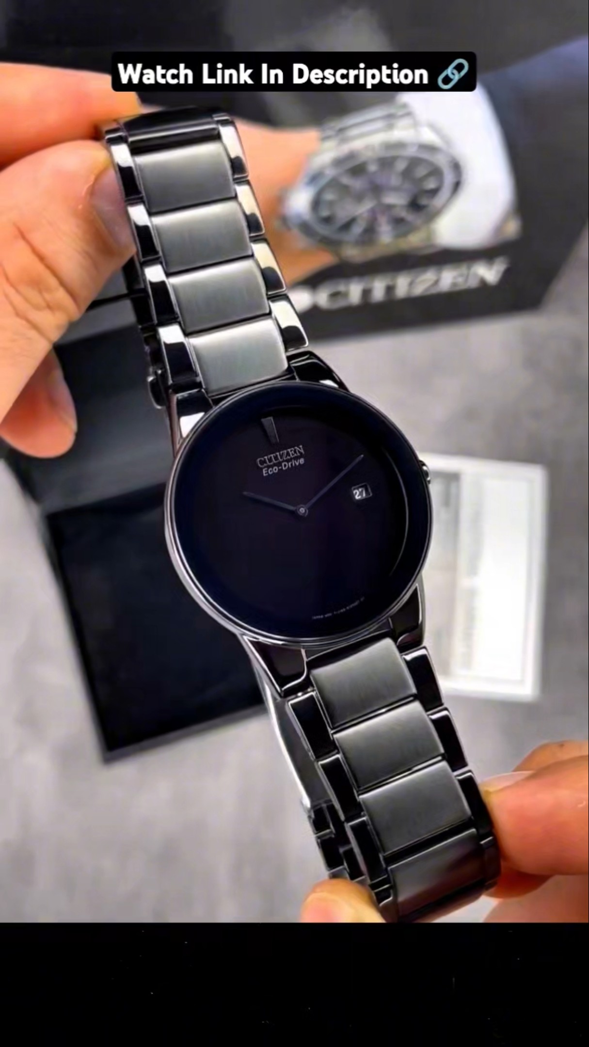 Citizen Eco-Drive All Black Luxurious Elegant Men's Watch