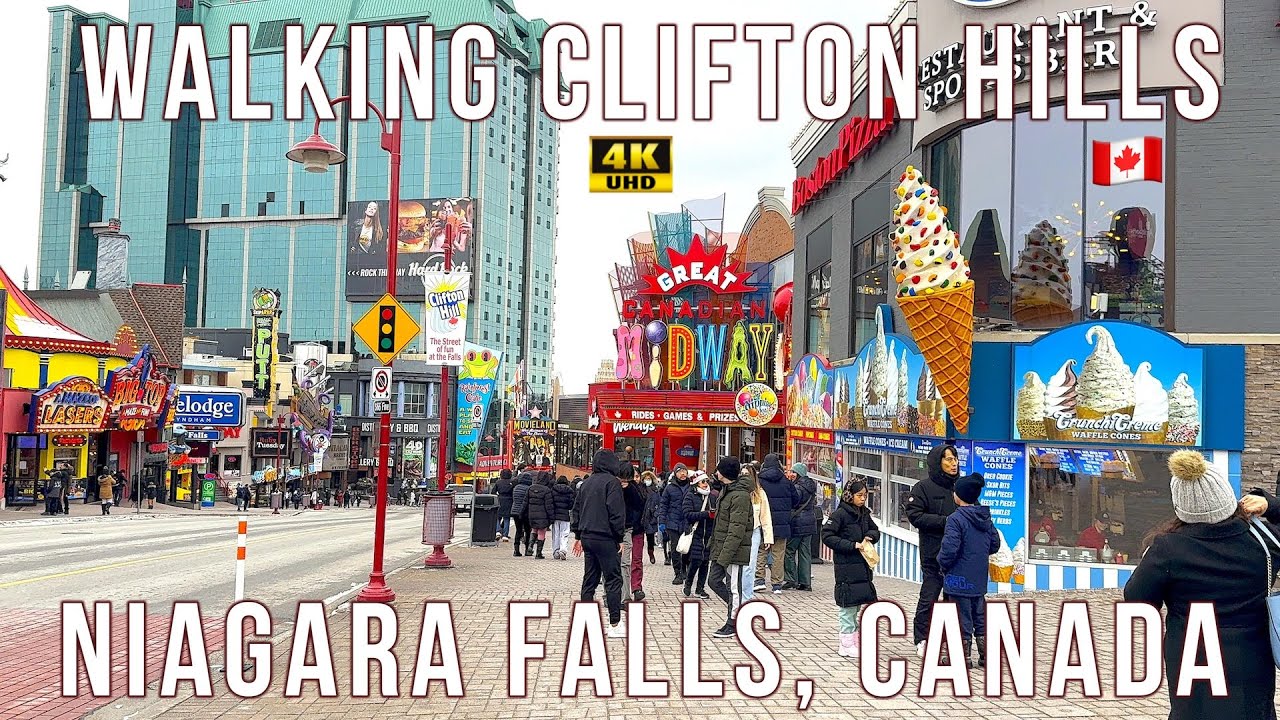 Walking Clifton Hill, Niagara Falls, Canada 🇨🇦 | Tourist Area Walk | 4K UHD |