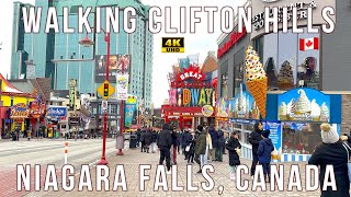 Walking Clifton Hill, Niagara Falls, Canada 🇨🇦 | Tourist Area Walk | 4K UHD |